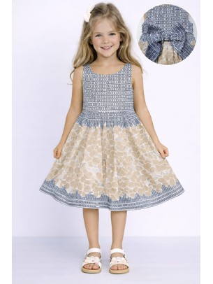 Παιδικό Φόρεμα 3-8 Χρονών Μπεζ - Σκούρο Μπλε