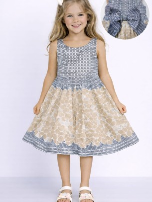 Παιδικό Φόρεμα 3-8 Χρονών Μπεζ - Σκούρο Μπλε