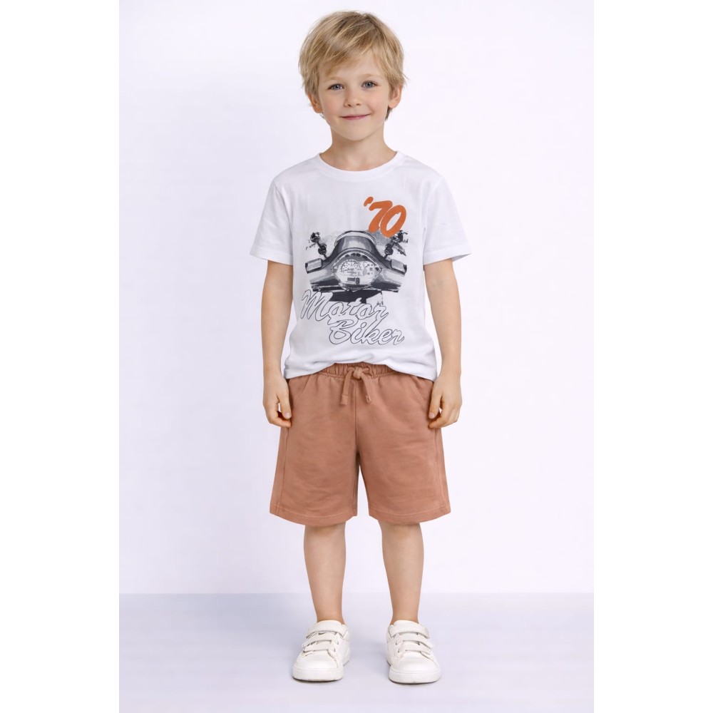 Παιδικό Σετ Για Αγόρι 3-8 Χρονών Λευκό-Ροδακινί 