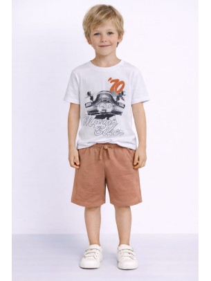 Παιδικό Σετ Για Αγόρι 3-8 Χρονών Λευκό-Ροδακινί 