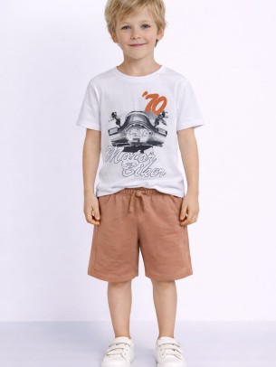 Παιδικό Σετ Για Αγόρι 3-8 Χρονών Λευκό-Ροδακινί 