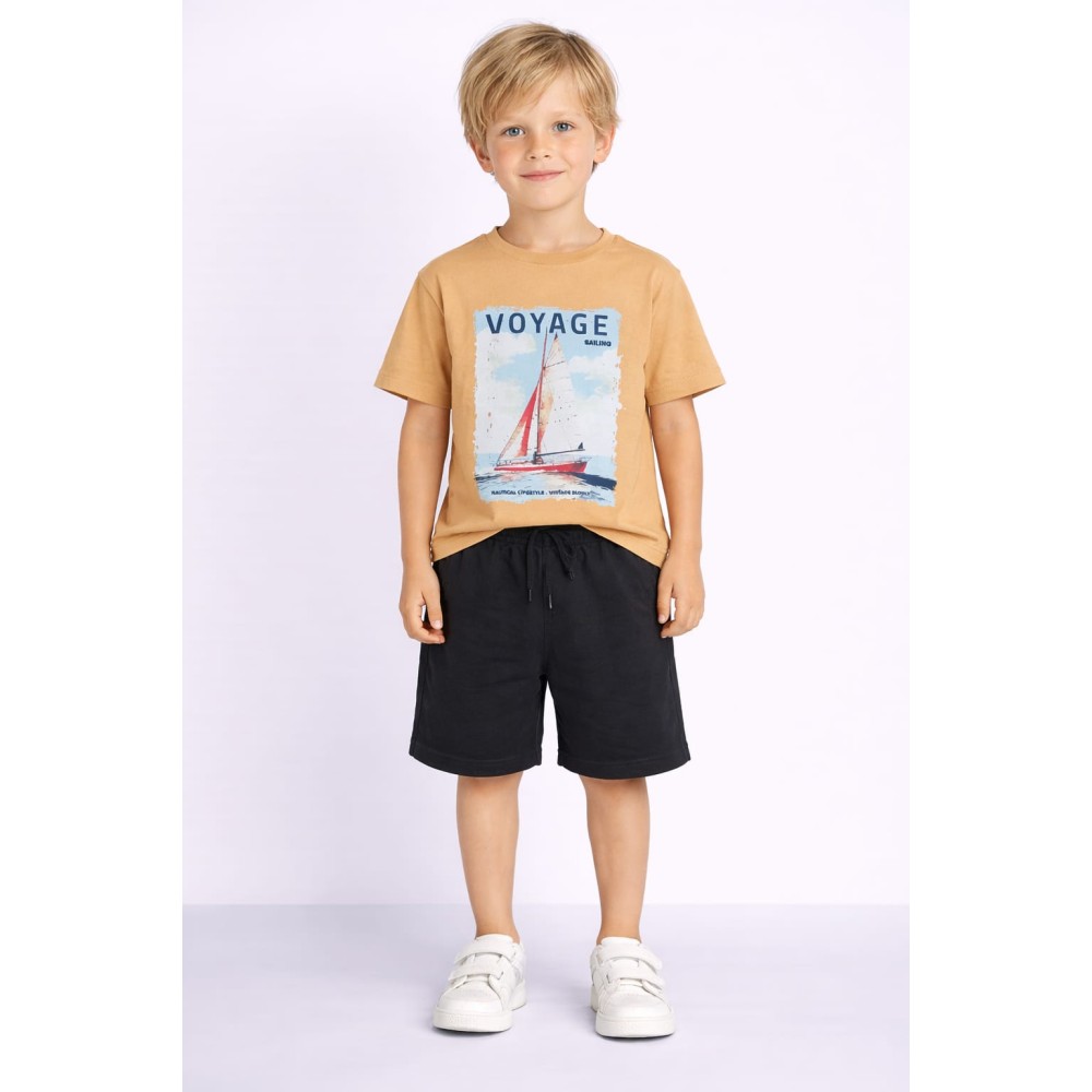 Παιδικό Σετ Για Αγόρι 3-8 Χρονών Μουσταρδί-Μαύρο