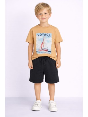 Παιδικό Σετ Για Αγόρι 3-8 Χρονών Μουσταρδί-Μαύρο