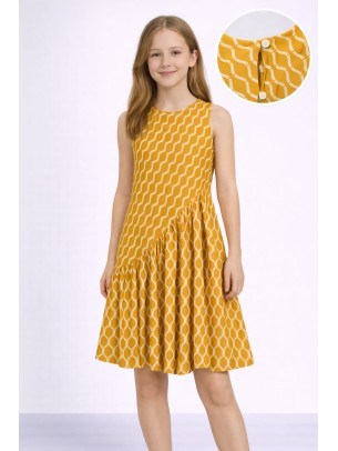 Παιδικό Φόρεμα 8-14 Χρονών Μουσταρδί