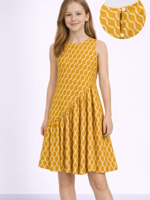 Παιδικό Φόρεμα 8-14 Χρονών Μουσταρδί