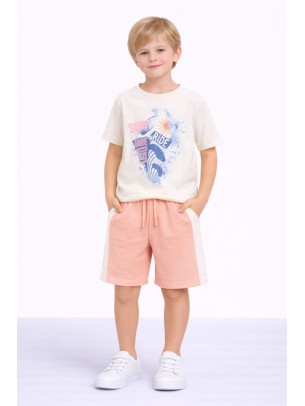 Παιδικό Σετ Για Αγόρι 3-8 Χρονών Εκρού-Σομόν