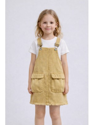 Παιδικό  Τζιν Φόρεμα Σαλοπέτα  3-8 Χρονών Χρώμα Πέτρας 