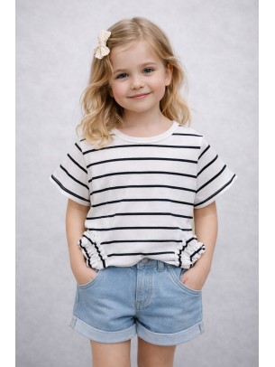 Παιδική Μπλούζα Για Κορίτσι 3-8 Χρονών Λευκό - Μαύρο