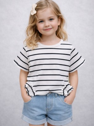 Παιδική Μπλούζα Για Κορίτσι 3-8 Χρονών Λευκό - Μαύρο