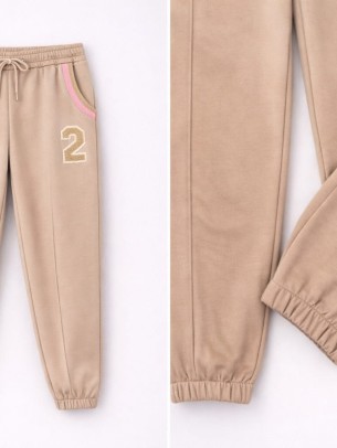 Παιδικό Παντελόνι Φόρμας Για Κορίτσι 8-14 Χρονών Μπεζ