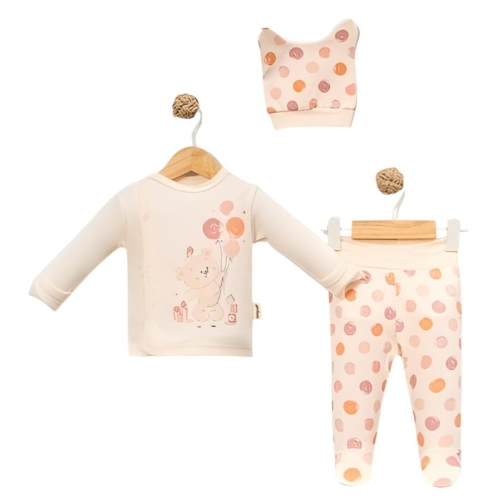 Σετ Νεογέννητο 3Τμχ Για Κορίτσι 0-3 Μηνών Πούδρα