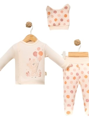 Σετ Νεογέννητο 3Τμχ Για Κορίτσι 0-3 Μηνών Πούδρα