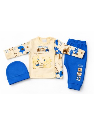 Σετ Νεογέννητο 3Τμχ Για Αγόρι  0-3 Μηνών Μπλε