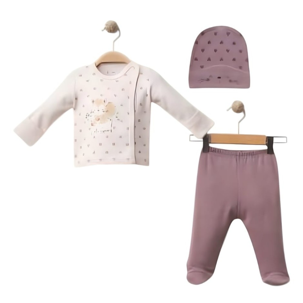 Σετ Νεογέννητο 3Τμχ Για Κορίτσι 0-3 Μηνών Μωβ