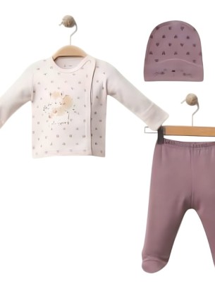 Σετ Νεογέννητο 3Τμχ Για Κορίτσι 0-3 Μηνών Μωβ