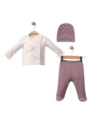Σετ Νεογέννητο 3Τμχ Για Κορίτσι 0-3 Μηνών Μωβ