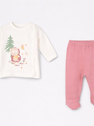 Σετ Νεογέννητο 2Τμχ Για Κορίτσι  0-3 Μηνών Λευκό-Ροζ