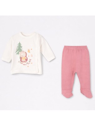 Σετ Νεογέννητο 2Τμχ Για Κορίτσι  0-3 Μηνών Λευκό-Ροζ