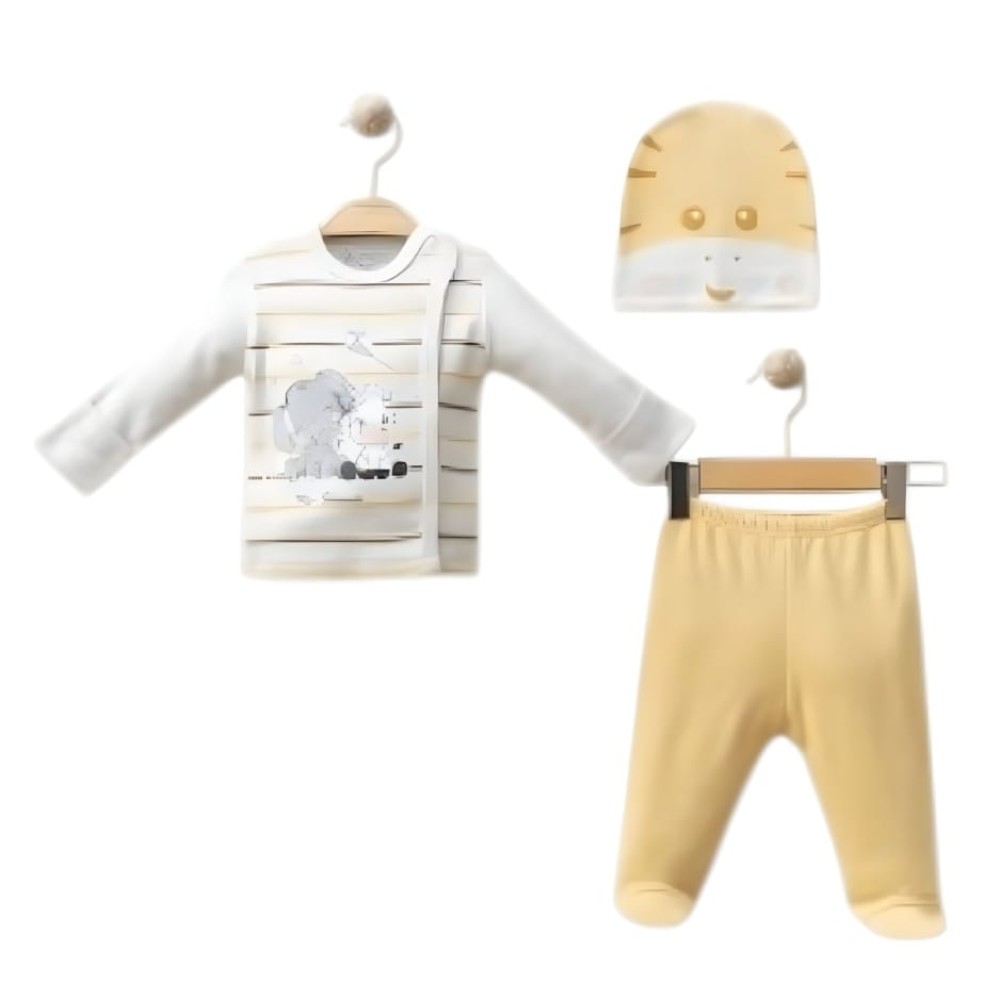 Σετ Νεογέννητο 3Τμχ Για Αγόρι  0-3 Μηνών Μουσταρδί