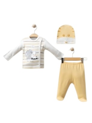 Σετ Νεογέννητο 3Τμχ Για Αγόρι  0-3 Μηνών Μουσταρδί