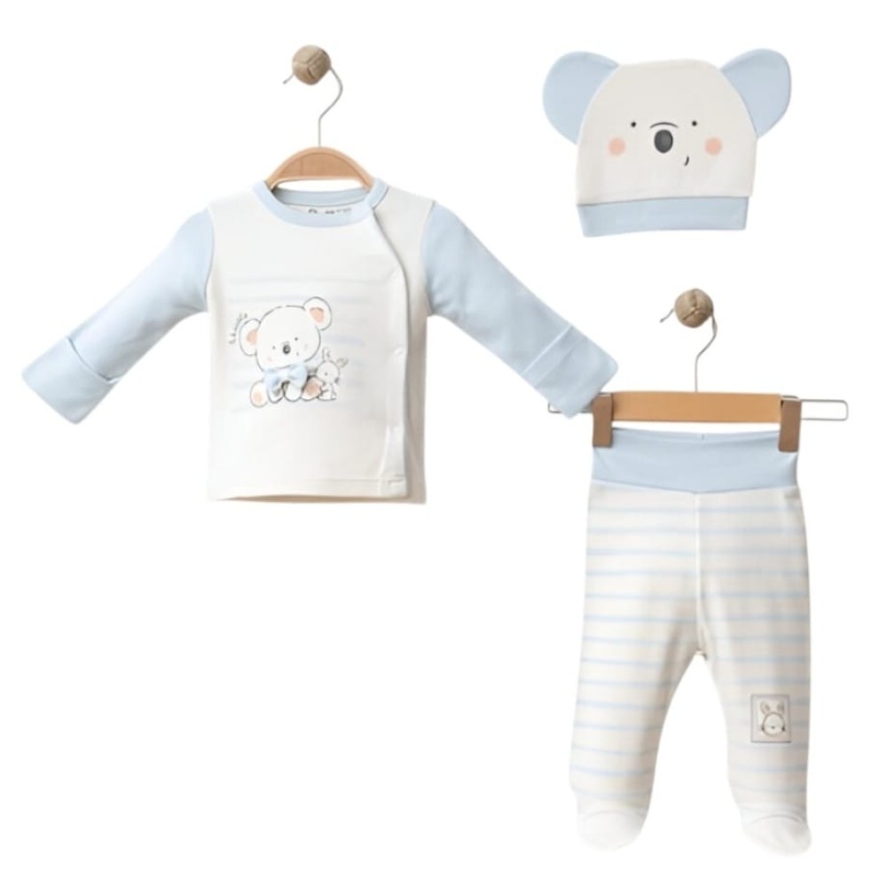 Σετ Νεογέννητο 3Τμχ Για Αγόρι  0-3 Μηνών Μπλε