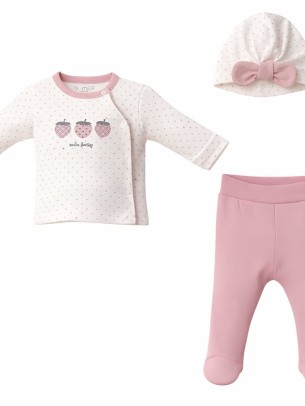 Σετ Νεογέννητο 3Τμχ Για Κορίτσι 0-3 Μηνών Ροζ
