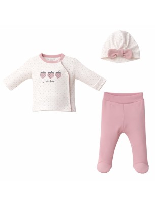 Σετ Νεογέννητο 3Τμχ Για Κορίτσι 0-3 Μηνών Ροζ