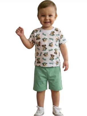 Βρεφικό Σετ Για Αγόρι 6-24 Μηνών Λευκό-Πράσινο