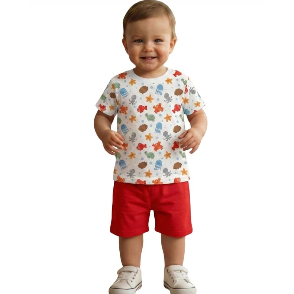 Βρεφικό Σετ Για Αγόρι 6-24 Μηνών Λευκό-Κόκκινο