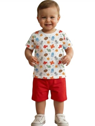 Βρεφικό Σετ Για Αγόρι 6-24 Μηνών Λευκό-Κόκκινο