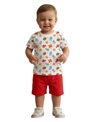 Βρεφικό Σετ Για Αγόρι 6-24 Μηνών Λευκό-Κόκκινο