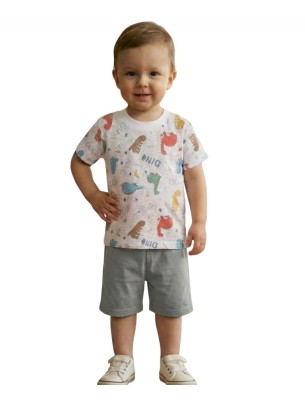 Βρεφικό Σετ Για Αγόρι 6-24 Μηνών Λευκό-Γκρι