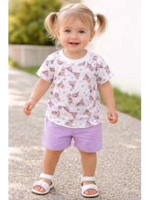 Bρεφικό Σετ Για Κορίτσι 6-24 Μηνών Λευκό -  Μωβ