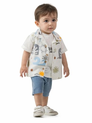 Βρεφικό Σετ 3Τμχ Για Αγόρι 6-24 Μηνών Λευκό-Μπλε