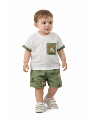 Βρεφικό Σετ Για Αγόρι 6-24 Μηνών Λευκό-Πράσινο