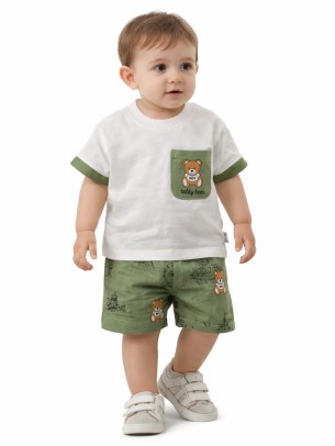 Βρεφικό Σετ Για Αγόρι 6-24 Μηνών Λευκό-Πράσινο