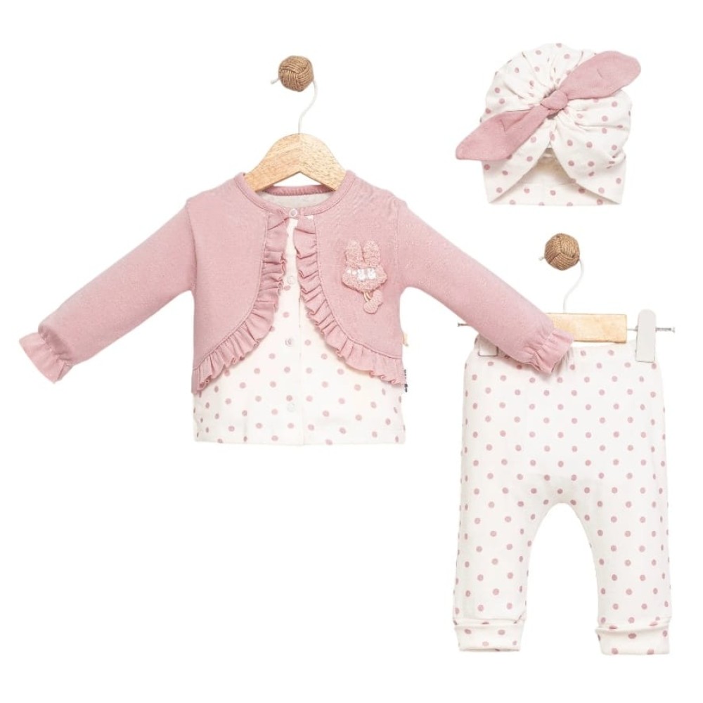 Σετ Νεογέννητο 3Τμχ Για Κορίτσι 0-3 Μηνών Ροζ