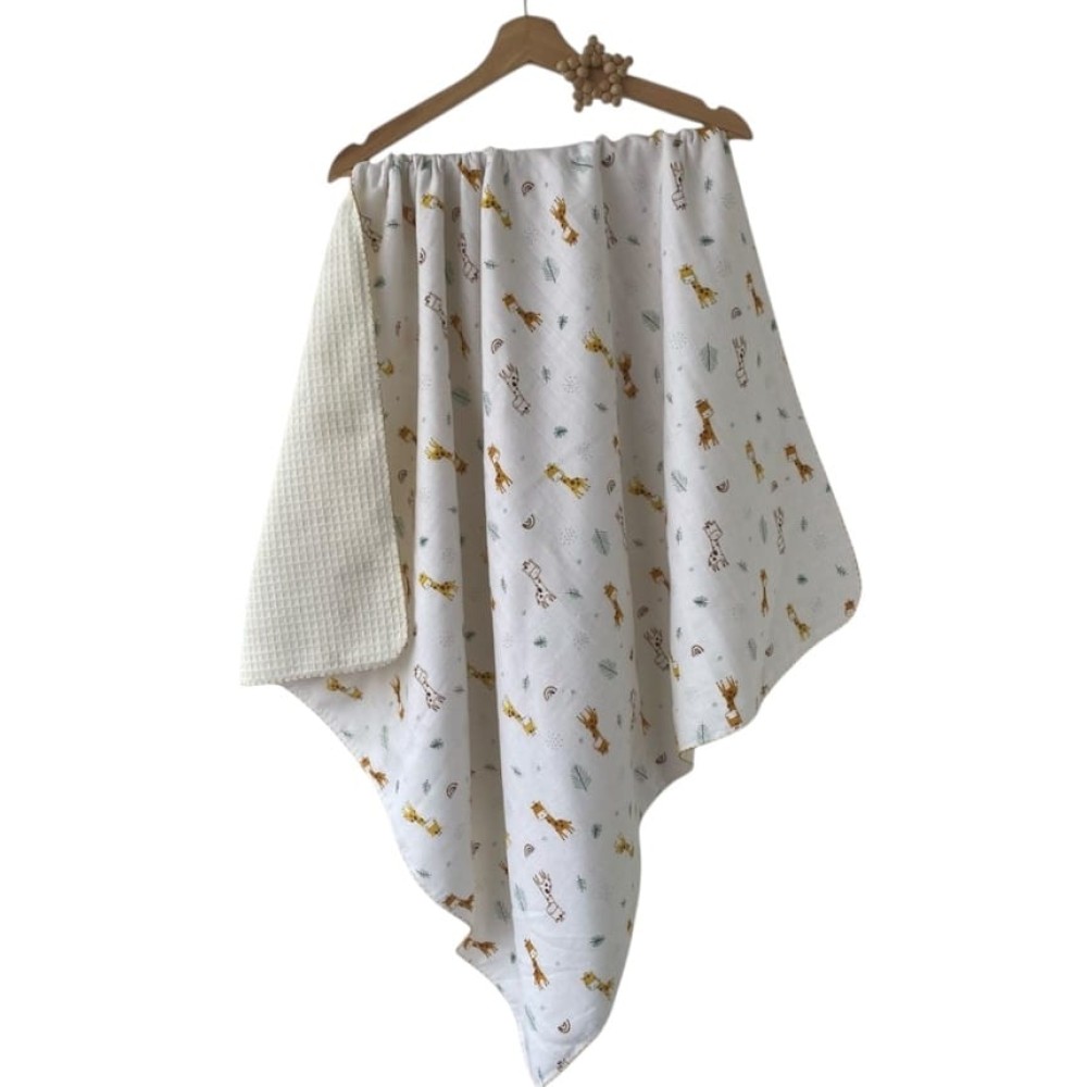 Βρεφική Κουβέρτα Αγκαλιάς Μουσελίνα -Πικέ Εκρού