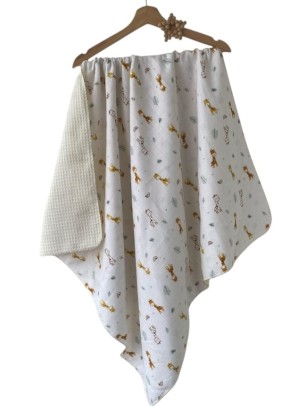 Βρεφική Κουβέρτα Αγκαλιάς Μουσελίνα -Πικέ Εκρού