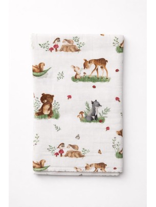 Βρεφική Κουβέρτα Αγκαλιάς Μουσελίνα  Λευκό-Πράσινο