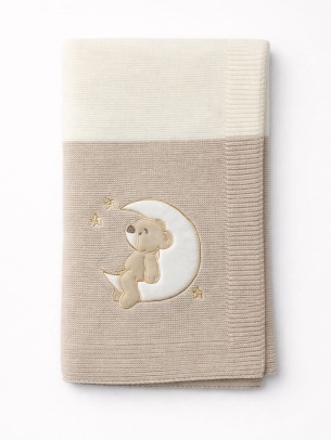 Βρεφικη Κουβερτα Πλεκτη Καφε - Εκρού