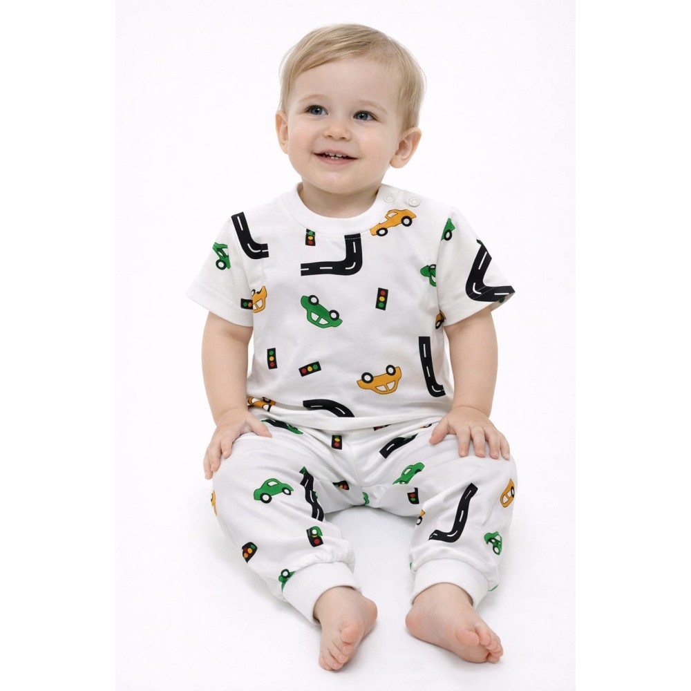 Βρεφική Σετ Πιτζάμα Για Αγόρι 6-24 Μηνών Λευκό