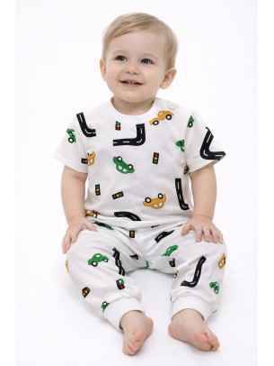 Βρεφική Σετ Πιτζάμα Για Αγόρι 6-24 Μηνών Λευκό