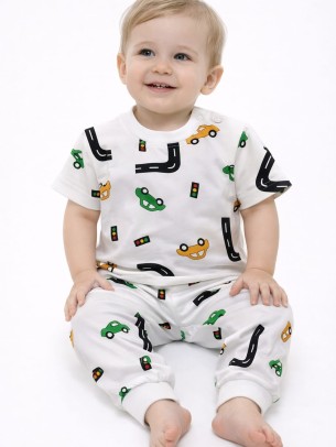 Βρεφική Σετ Πιτζάμα Για Αγόρι 6-24 Μηνών Λευκό