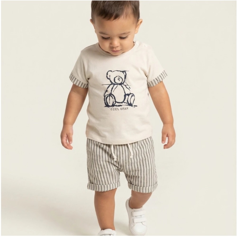 Βρεφικό Σετ Για Αγόρι 9-18 Μηνών Εκρού-Σκούρο Μπλε