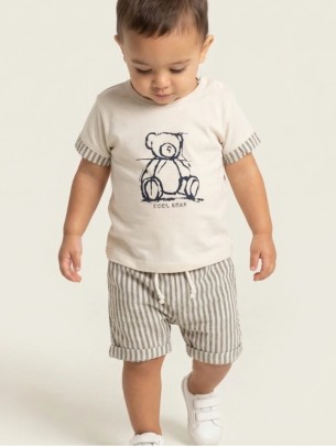 Βρεφικό Σετ Για Αγόρι 9-18 Μηνών Εκρού-Σκούρο Μπλε