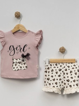 Βρεφικό Σετ Για Κορίτσι 6-24 Μηνών Κοραλί Χρώμα