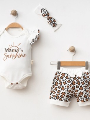 Βρεφικό Σετ Για Κορίτσι 3-12 Μηνών Λευκό-Καφέ