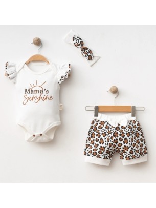 Βρεφικό Σετ Για Κορίτσι 3-12 Μηνών Λευκό-Καφέ