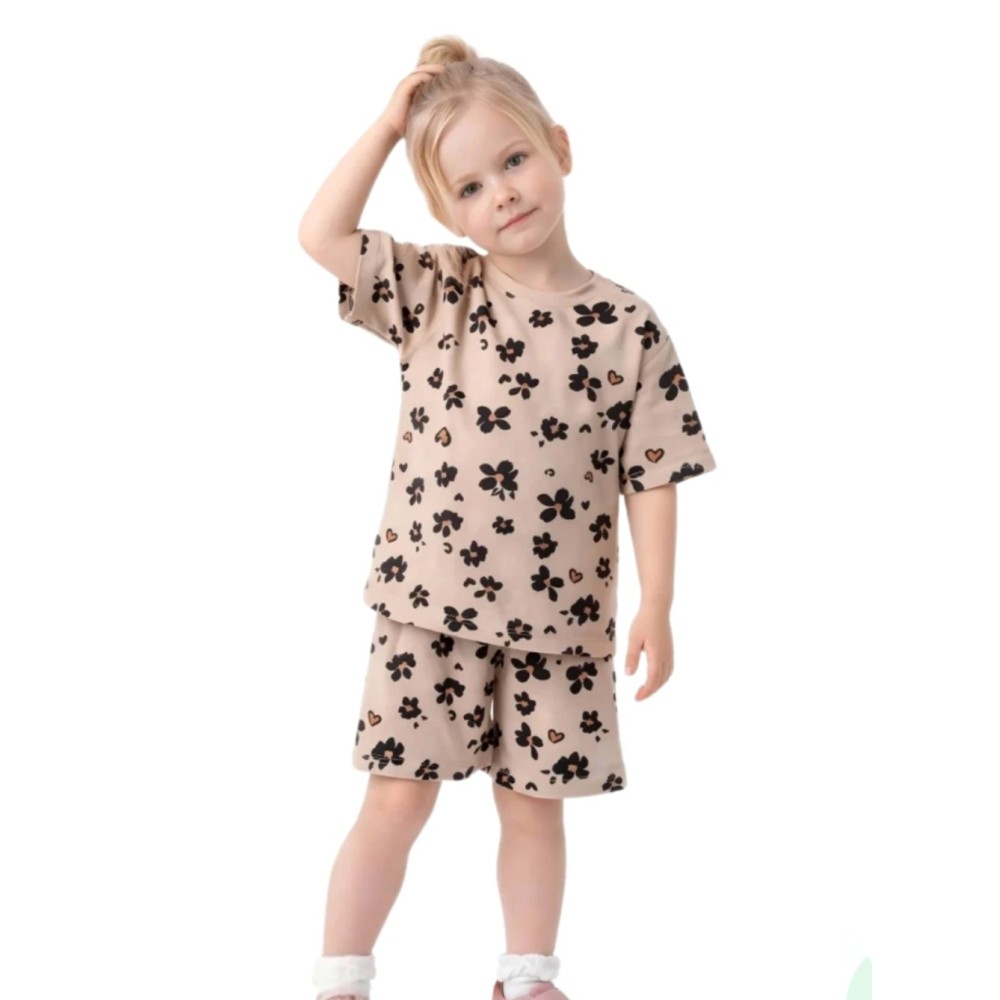 Παιδικό Σετ Πιτζάμα Για Κορίτσι 6-9 Χρονών Καφέ